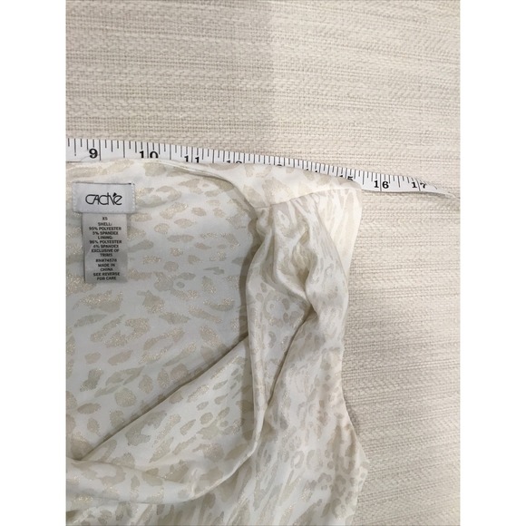 cache dress Xs Cream gold leopard print Cowl neck zipper Rebelchic glam rock - Picture 10 of 14